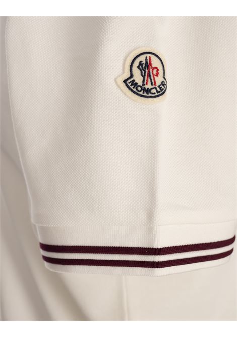 White Polo Shirt With Stripes On Neck And Cuffs MONCLER | 091-8A00007 89A16034